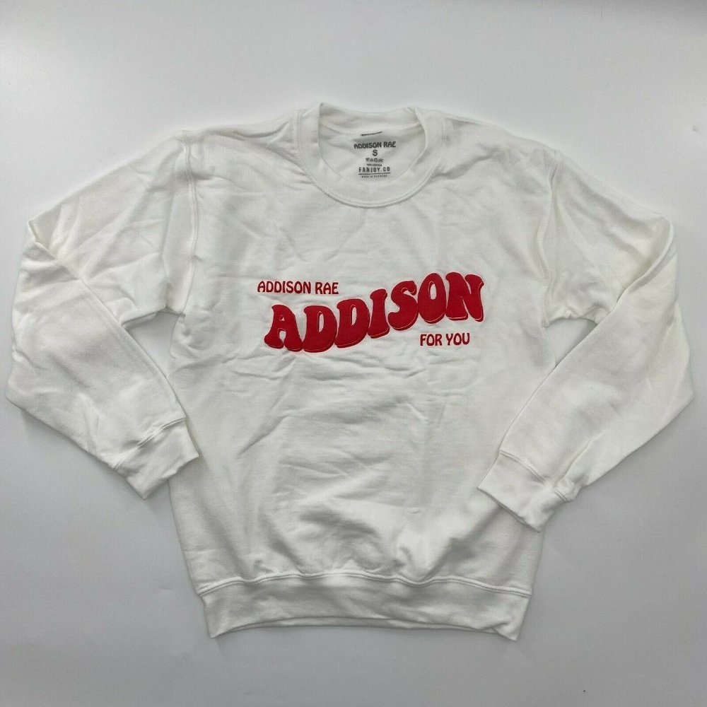 Addison Rae For You White Long Sleeve Pullover Crew Sweatshirt Women's Size S